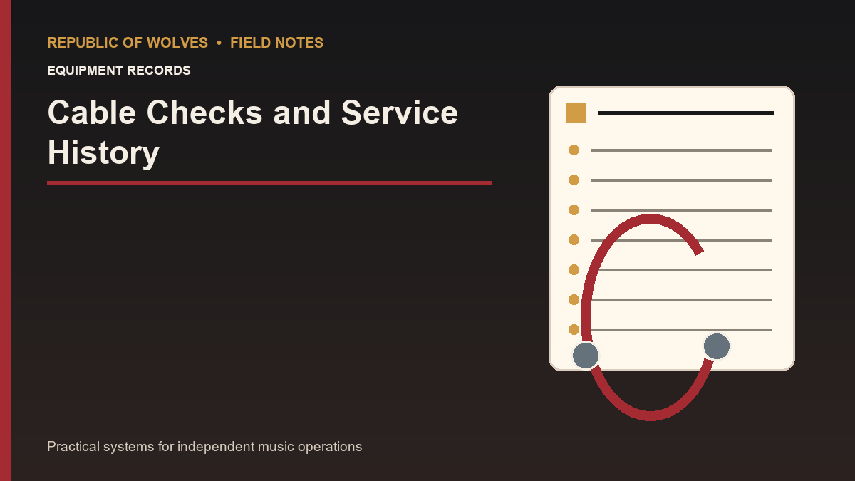 Cable check and studio equipment service-history record
